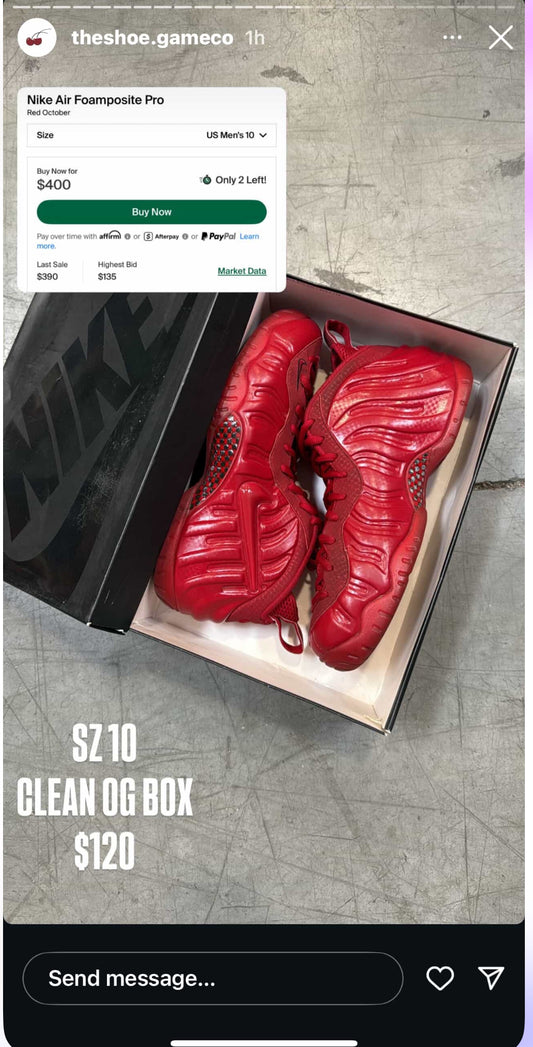 (2) Nike Foamposite Legion Green SZ 8.5 RB + Nike Foamposite Red October SZ 10 OG BOX