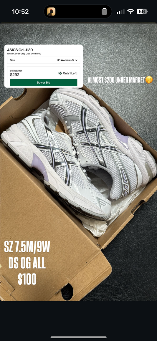 Asics Gel-1130 White Carrier Grey Lilac SZ 9W