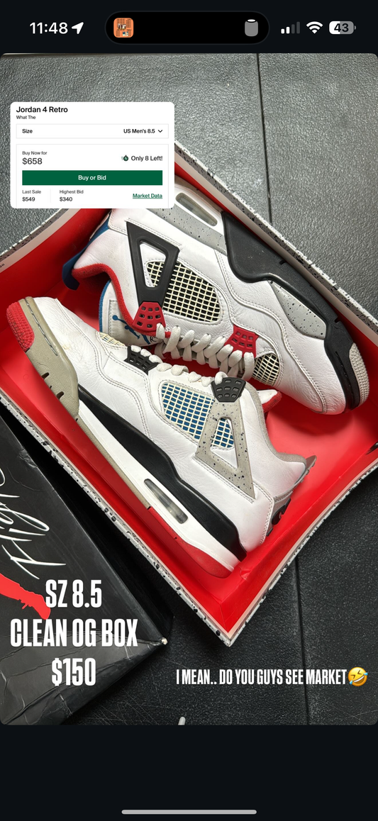 Jordan 4 What The SZ 8.5
