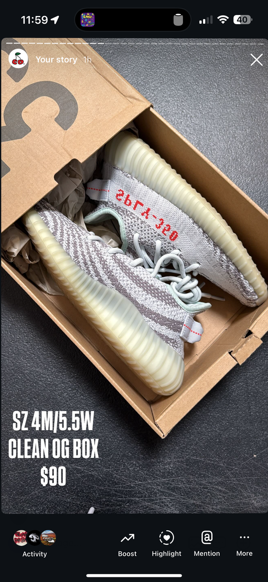 Adidas Yeezy 350 Blue Tint SZ 4M/5.5W