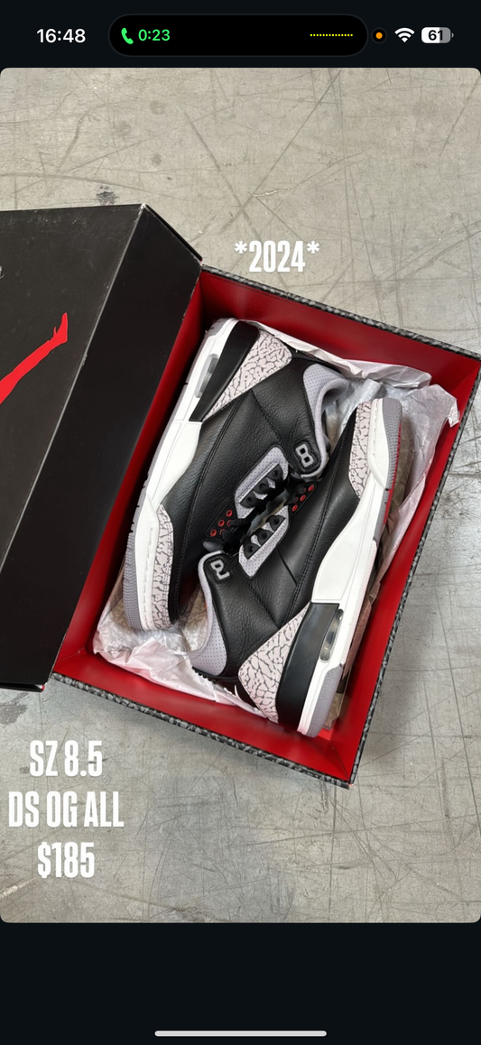 (2) Yeezy 350 Bone SZ 4 + Jordan 3 Black Cement SZ 8.5