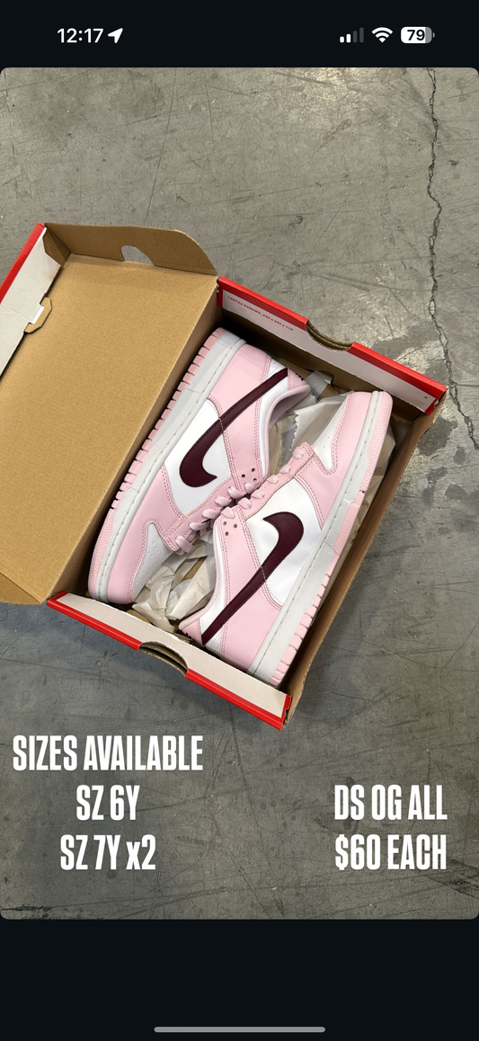 Nike Dunk Low Pink Foam SZ 6Y