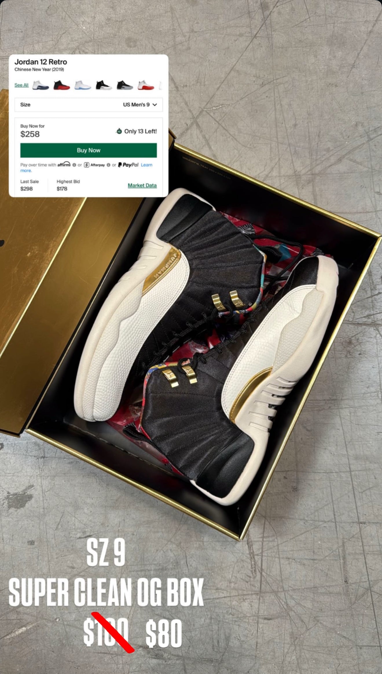 (2) 2019 Jordan 4 Bred SZ 12 + Jordan 12 CNY SZ 9