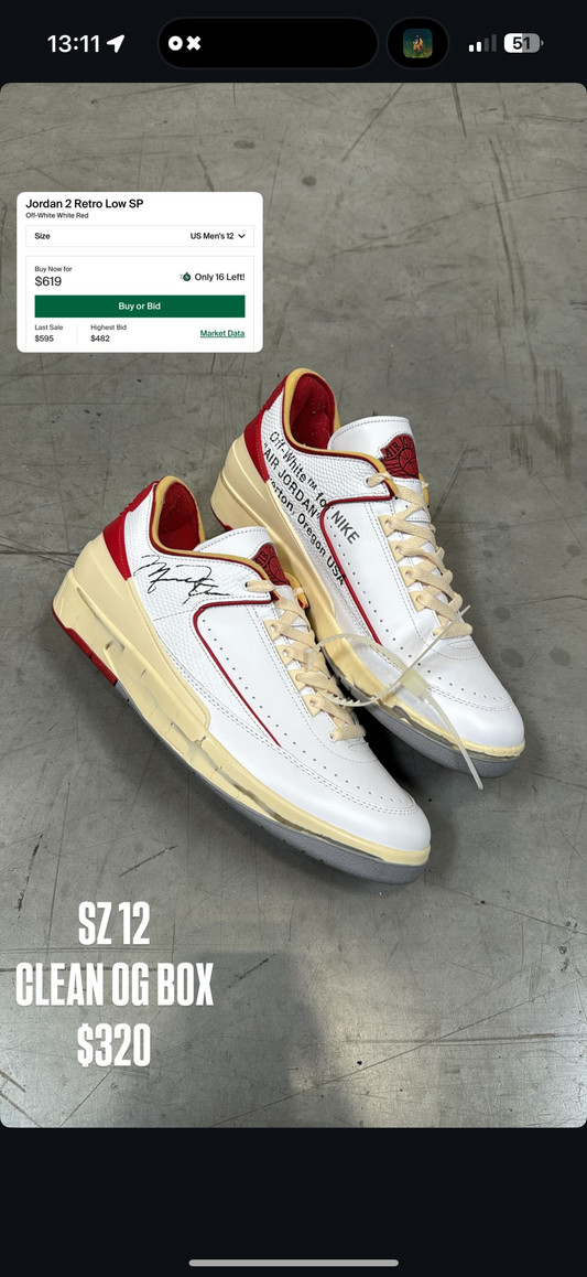 Jordan 2 Low Off White Chicago SZ 12