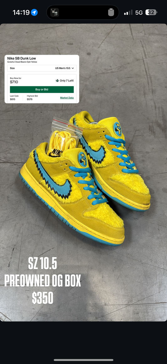 Nike SB Dunk Low Grateful Dead Bears Opti Yellow