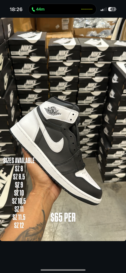 (4) Jordan 1 High Black White SZ 10.5,11,11.5 & 12