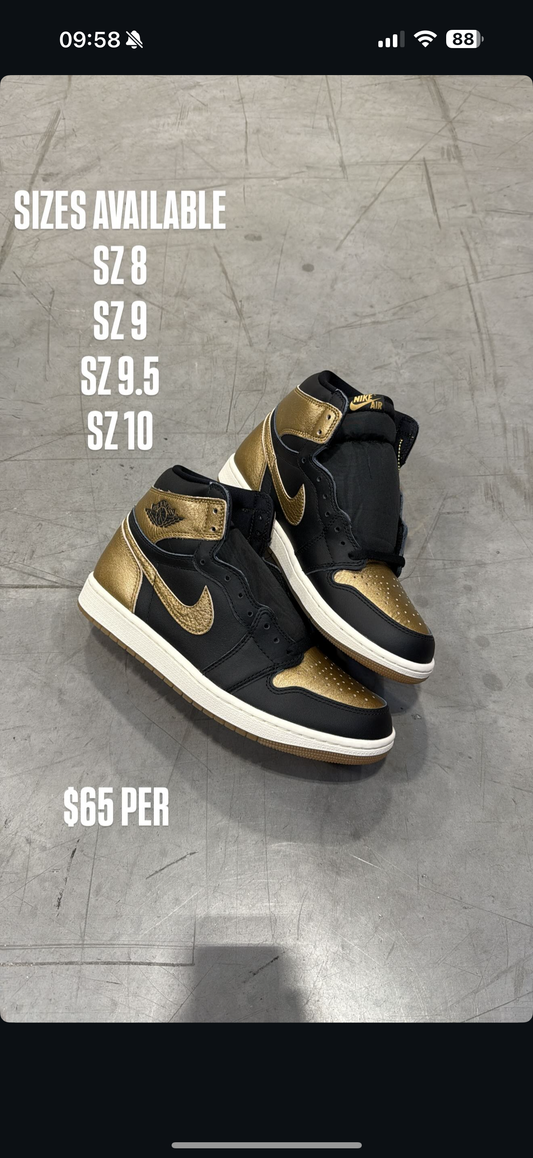 (5) Jordan 1 High Metallic Gold SZ 8,8.5,9,9.5,11