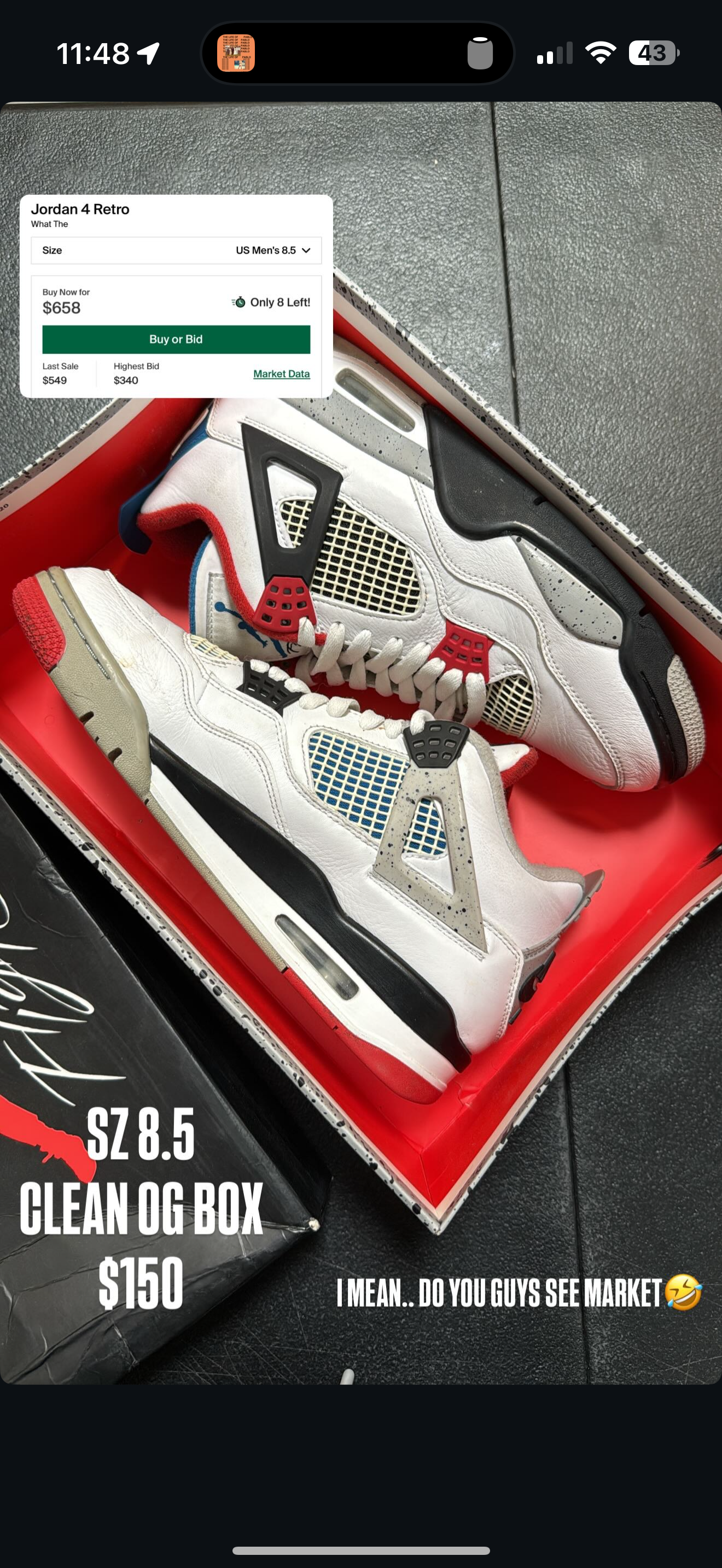 Jordan 4 What The SZ 8.5