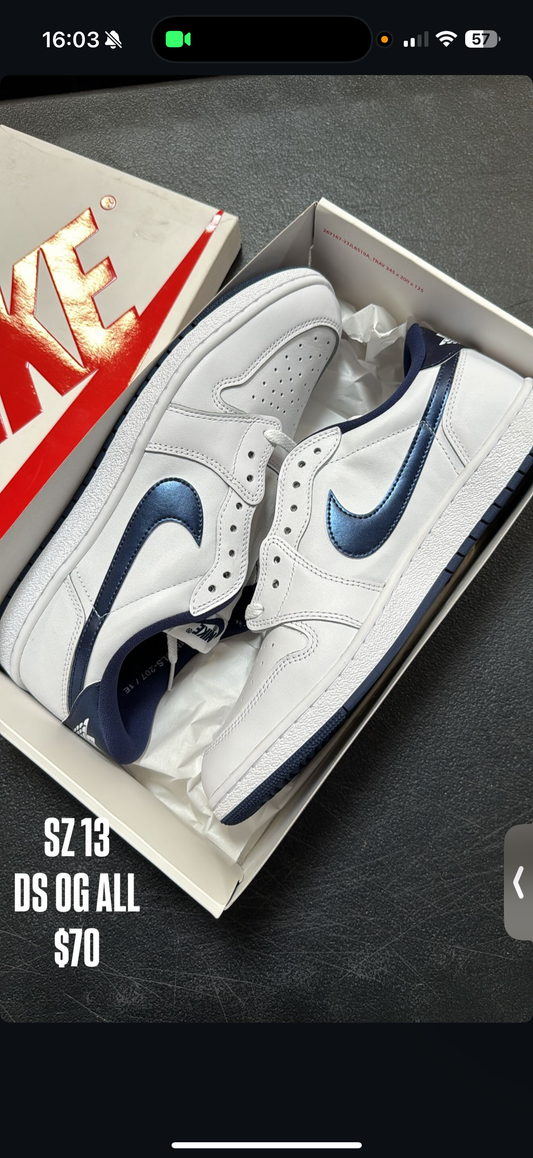 Jordan 1 Low ‘85 Metallic Blue SZ 13