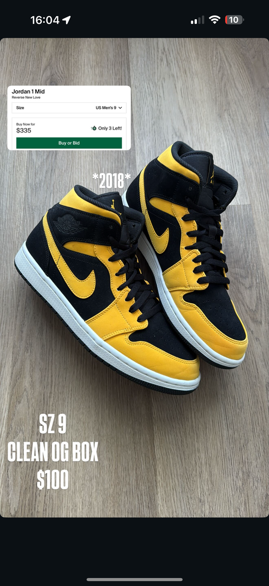 Jordan 1 Mid Reverse New Love SZ 9
