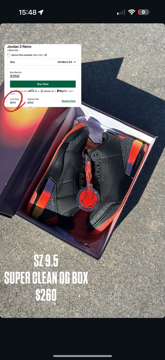 Jordan 3 J Balvin Rio SZ 9.5