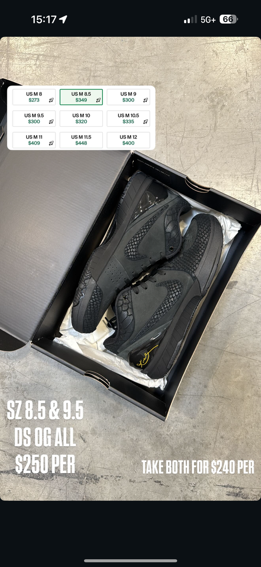 (2) Nike Kobe Gift of Mamba SZ 8.5 & 9.5