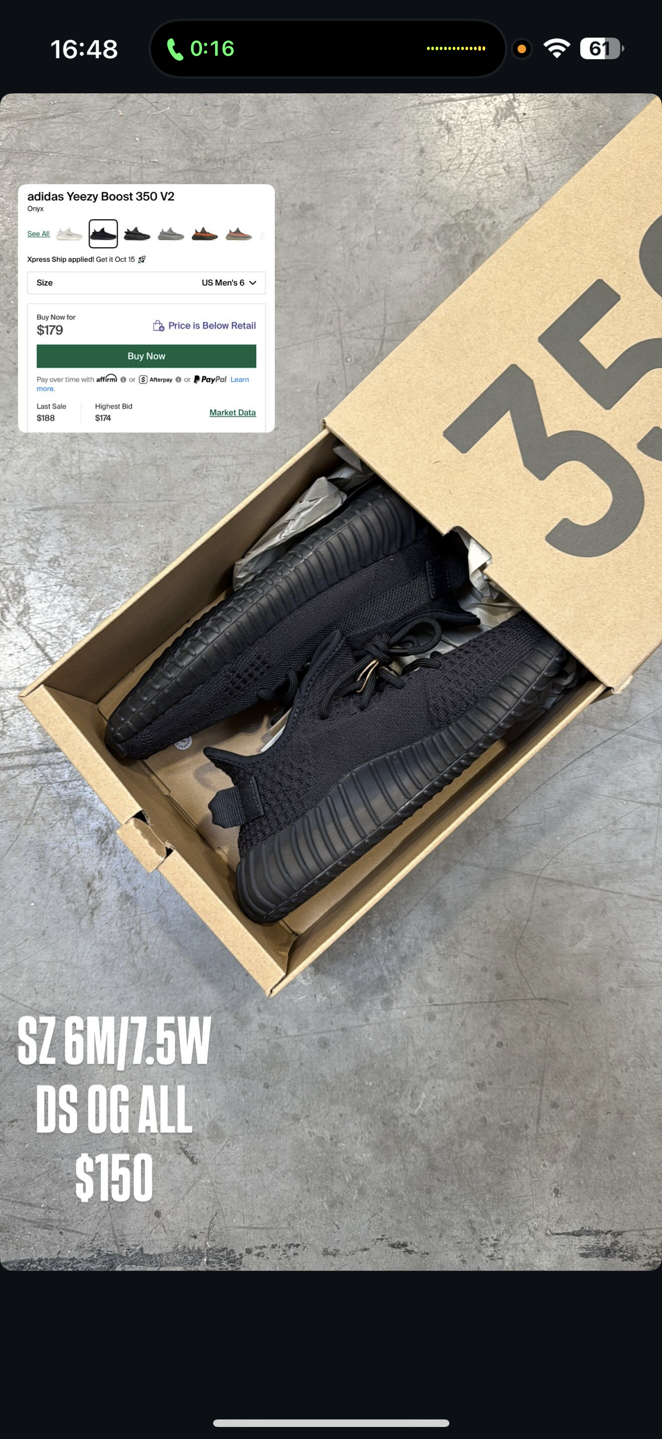 (2) Yeezy 350 Steel Grey SZ 10.5 + Yeezy 350 Onyx SZ 6