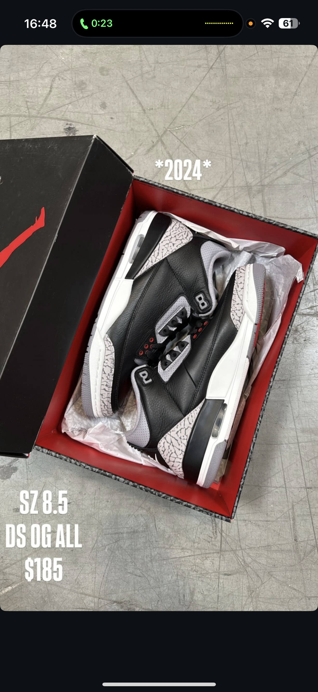 (2) Yeezy 350 Bone SZ 4 + Jordan 3 Black Cement SZ 8.5