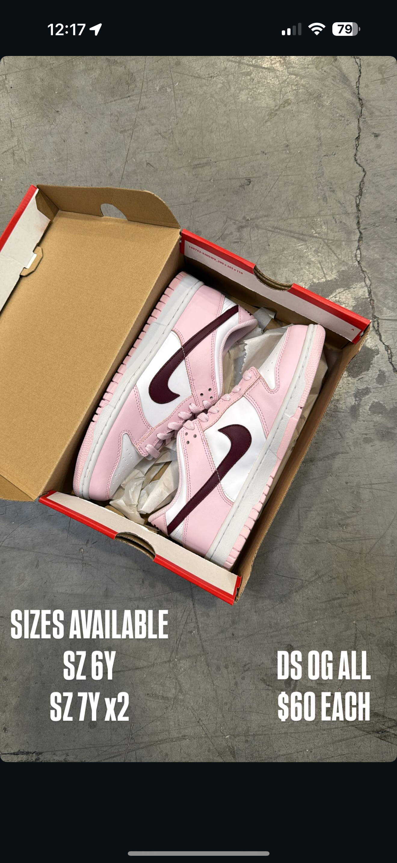 Nike Dunk Low Pink Foam SZ 6Y