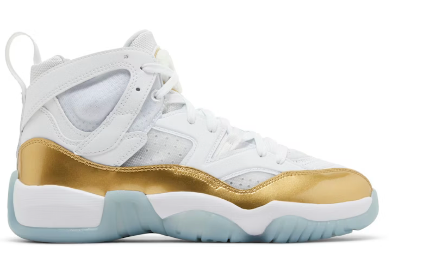 Jumpman Two Trey White Black Metallic Gold Ice Blue SZ 5.5M / 7W
