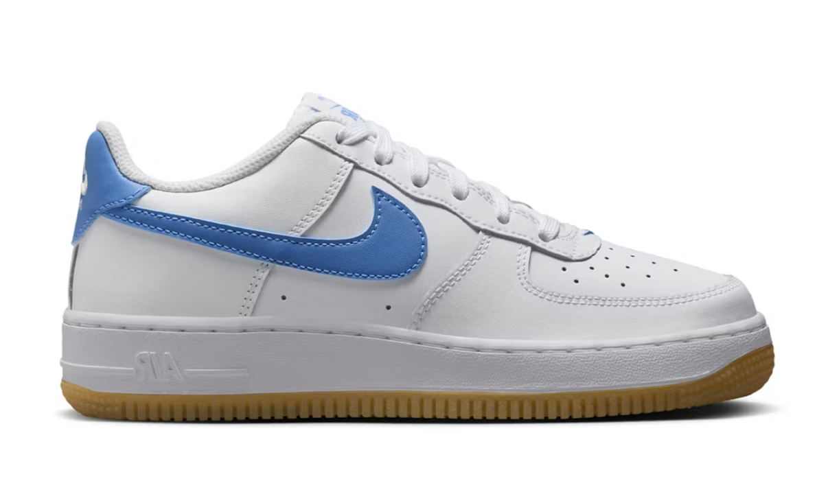 Nike Air Force 1 Low White Gum Light Brown Blue Beyond (GS) SZ 5Y / 6.5W