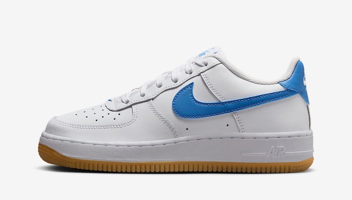 Nike Air Force 1 Low White Gum Light Brown Blue Beyond (GS) SZ 5Y / 6.5W