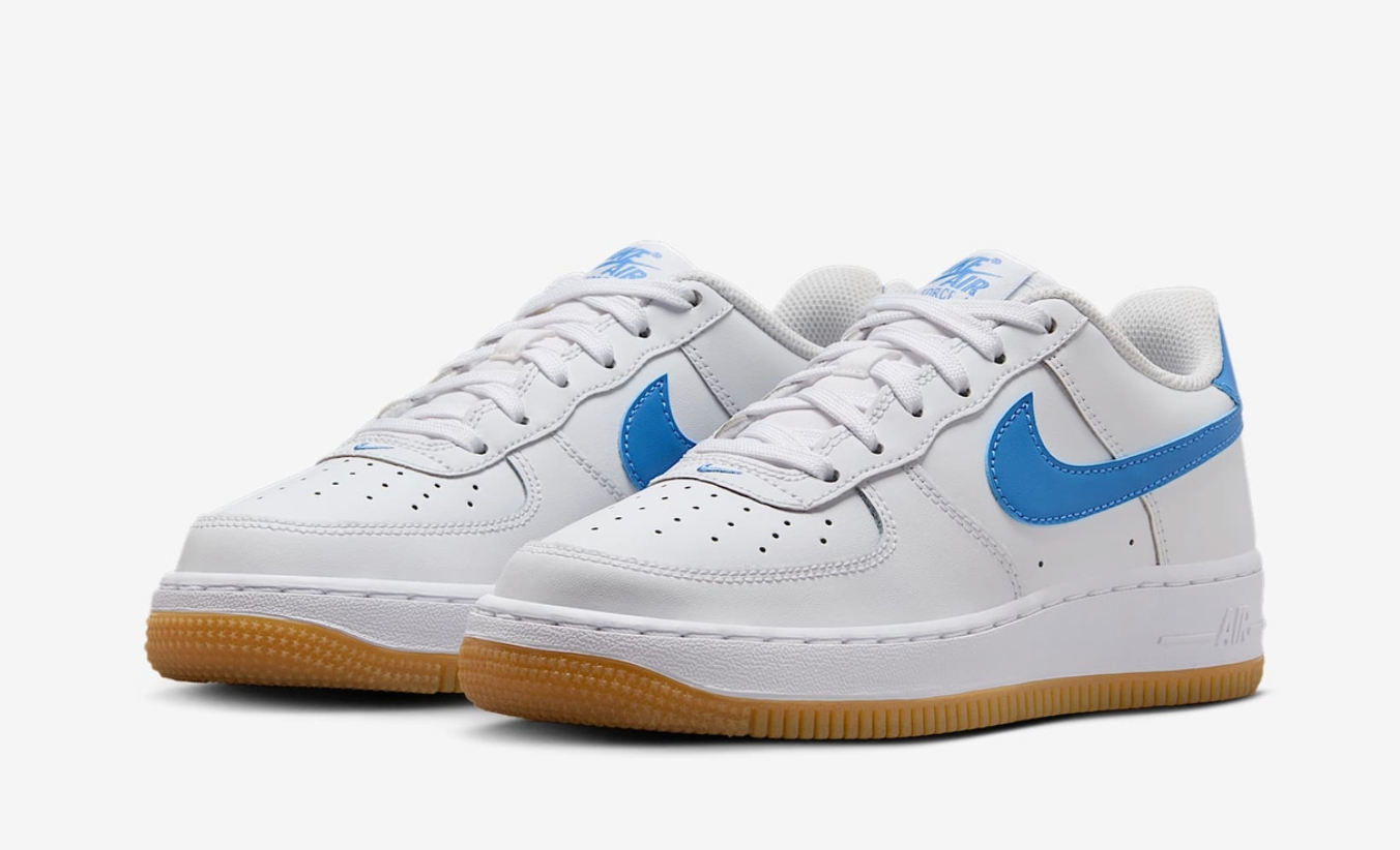 Nike Air Force 1 Low White Gum Light Brown Blue Beyond (GS) SZ 5Y / 6.5W