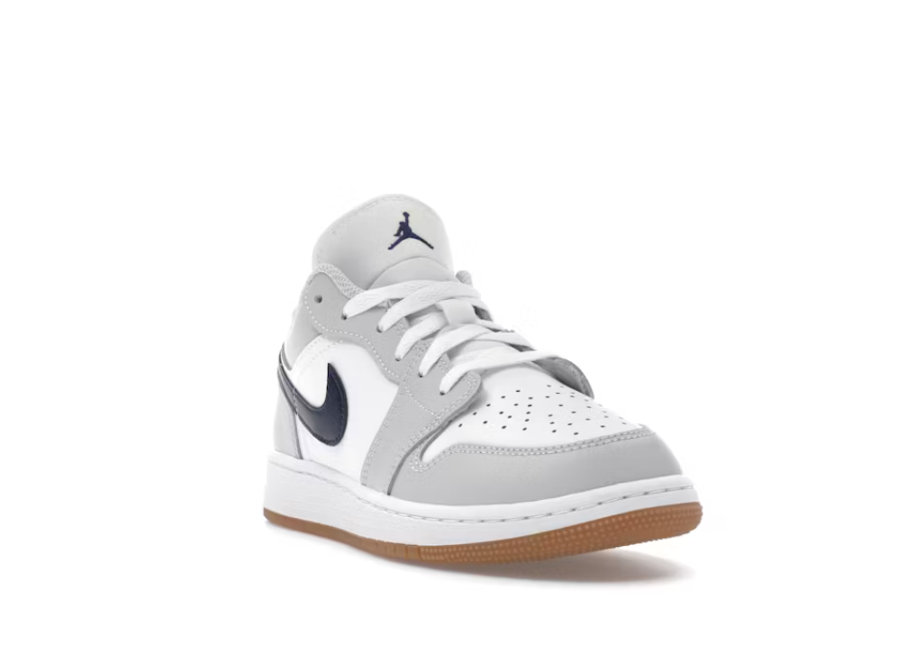 Jordan 1 Low White Neutral Grey Gum Midnight Navy (GS) SZ 7Y / 8.5W