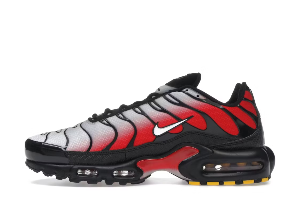 Nike Air Max Plus Pure Platinum University Red Black White SZ 9M / 10.5W
