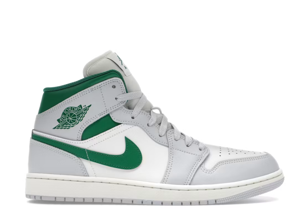 Jordan 1 Mid White Pure Platinum Pine Green SZ 9M / 10.5W